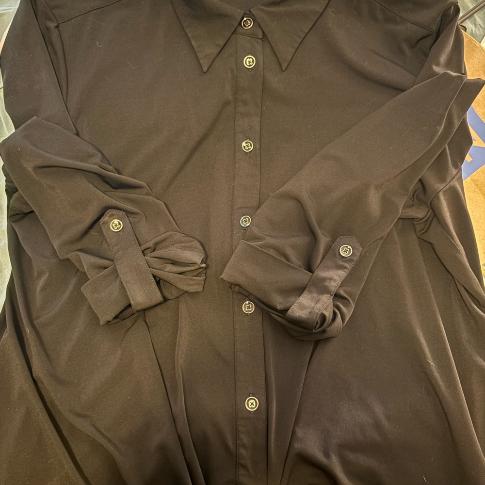 Nygard Black Women's tie WaistBlouse - Picture 3 of 8